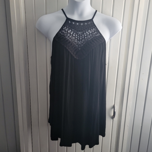 Black Crochet Neck Tank - Picture 1 of 5